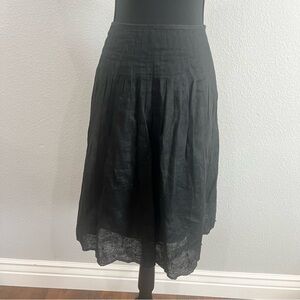 Peter Nygard Elegant Black A-Line Skirt 100% Linen